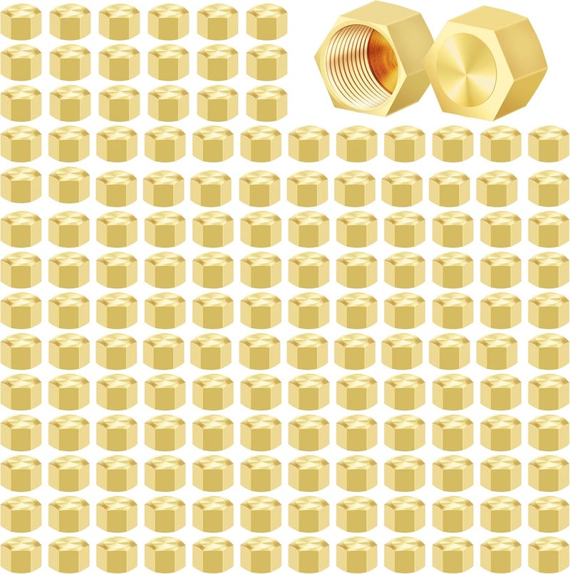 Japtend 3/8" Compression Cap, 150pcs Brass Compression Fittings Hex UNEF Thread Stop Valve Tubing Ends Sealing Caps Hose Connector for Gas Garden Water Air Line - Image 1